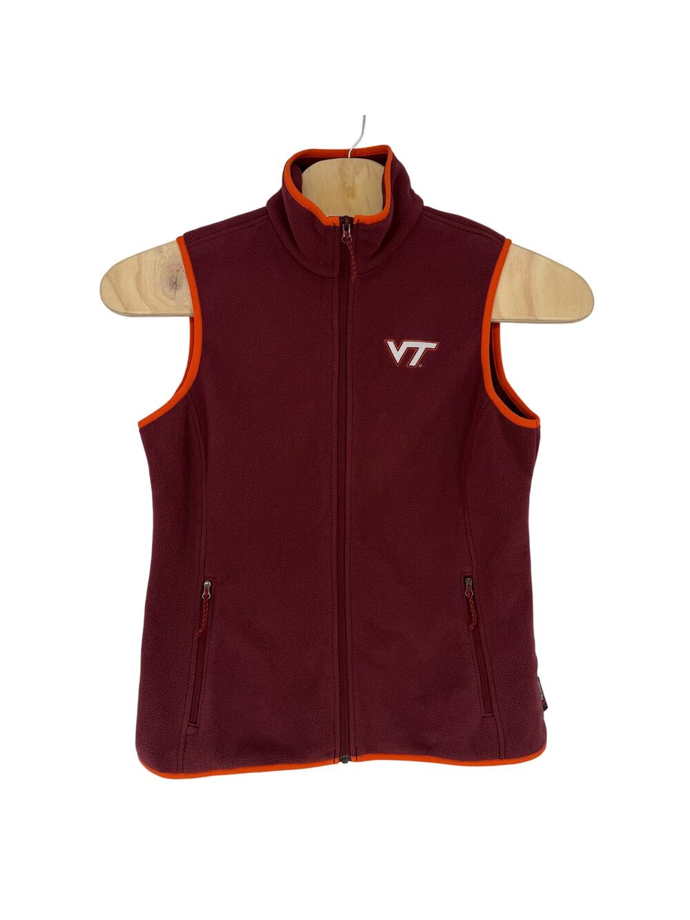 Virginia Tech Columbia Maroon and Burnt Orange Embroidered Large Full Zip Vest